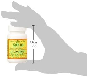 HealthyNaturally Biotin 10,000 mcg (500 Tablets) for Hair Growth, Skin, Strong Nails, biotin 10mg