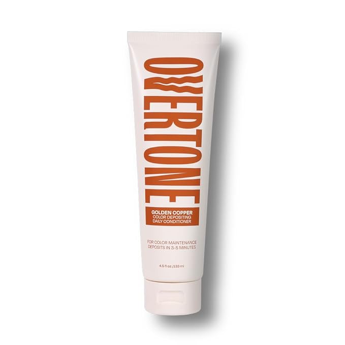 oVertone Daily Color Depositing Conditioner for Dyed & Natural Hair - 4.5oz Temporary Coloring with Shea Butter & Coconut Oil - Refresh Color & Prevent Fading - Vegan & Cruelty-Free, Golden Copper