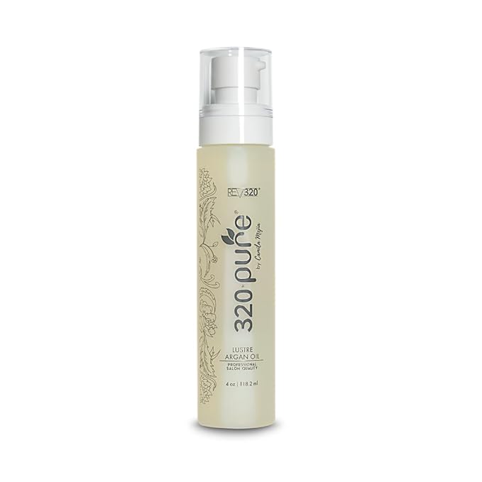 320Pure Lustre Argan Oil For Hair 4oz Pump, Aceite de argán para el cabello, Argan Oil Hair Treatment with Pure Argon for Color-Treated, Damaged, Dry, Straight and Curly