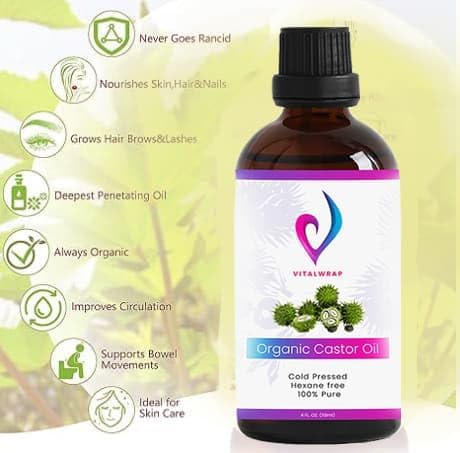 Castor Oil Pack – 118oz Organic Castor Oil Cold Pressed & Unrefined with Glass Bottle & Bamboo Cotton Wrap | Castor Oil for Liver Detox, Belly & Neck Pain Relief | Reusable, Adjustable, BPA-Free