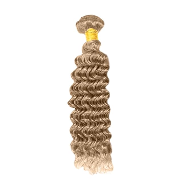 #22 Blonde Bundles Human Hair Deep Wave Bundles 22 Inch Human Hair Weave 1 Bundle Unprocessed Brazilian Virgin Hair Ash Blonde Deep Wave Human Hair Extensions 50 Grams/Bundle