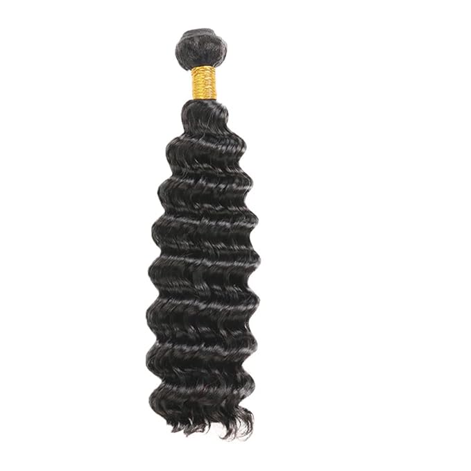 #1B Human Hair Bundles Deep Wave Bundles 16 Inch Unprocessed Brazilian Virgin Hair Weave 1 Bundle 50 Grams Per Bundle Natural Color Bundle Human Hair Extensions