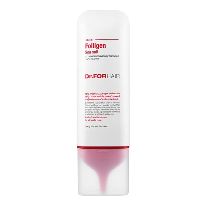 Dr.FORHAIR Folligen Sea Salt Scaler Scalp Scrub (10.5oz) | 45% Sea Salt | Exfoliate Hair Deep Cleansing Excess Sebum Oily Greasy Hair | Dry Flaky Itchy Treatment (No Parabens, Silicone, Sulfates)