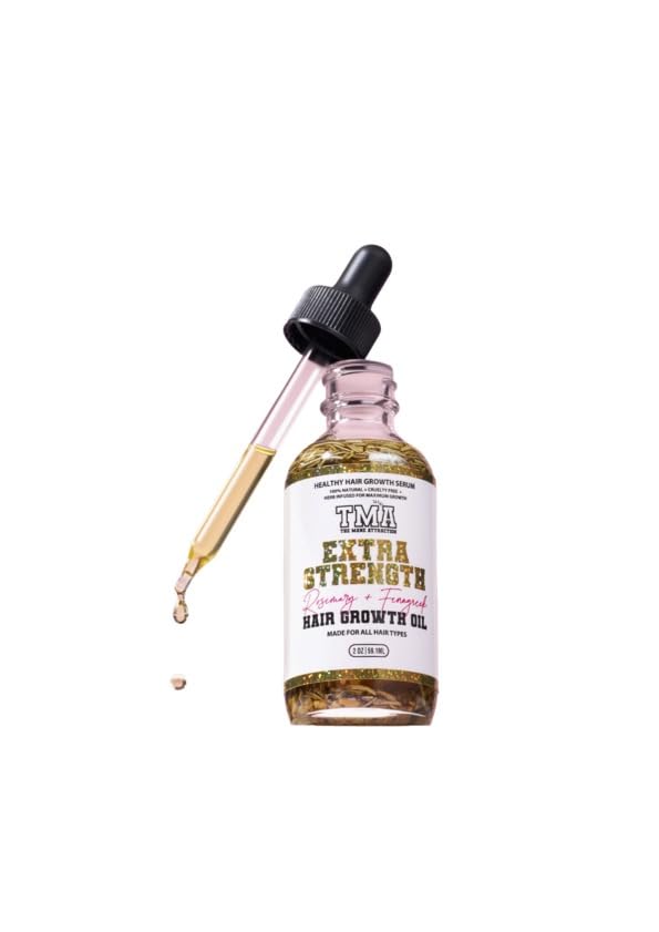 The Mane Attraction Extra Strength Rosemary + Fenugreek Herbal Hair Growth Oil | Infused With Castor Oil for ALL Hair Types Mini, 2oz