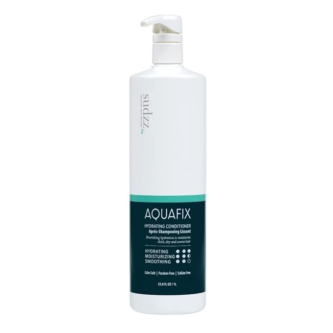 SUDZZFX Conditioner for Dry Damaged Hair - AquaFix Hydrating Deep Hair Conditioner - 33.8 Fl Oz - Sulfate Free, Color Safe, Extensions Safe