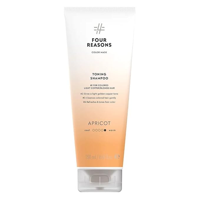 FOUR REASONS Color Depositing Shampoo for Color Treated Hair (Apricot, Golden Copper) - Sulfate Free, Vegan, 8.5 Fl Oz