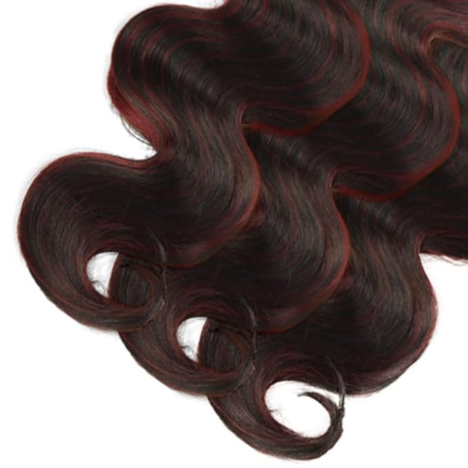 Highlight Human Hair Bundles Burgundy Body Wave Bundles 26 26 26 Inch 2 Tone Red and Black Bundle Grade 8A Peruvian Virgin Remy Hair Extensions