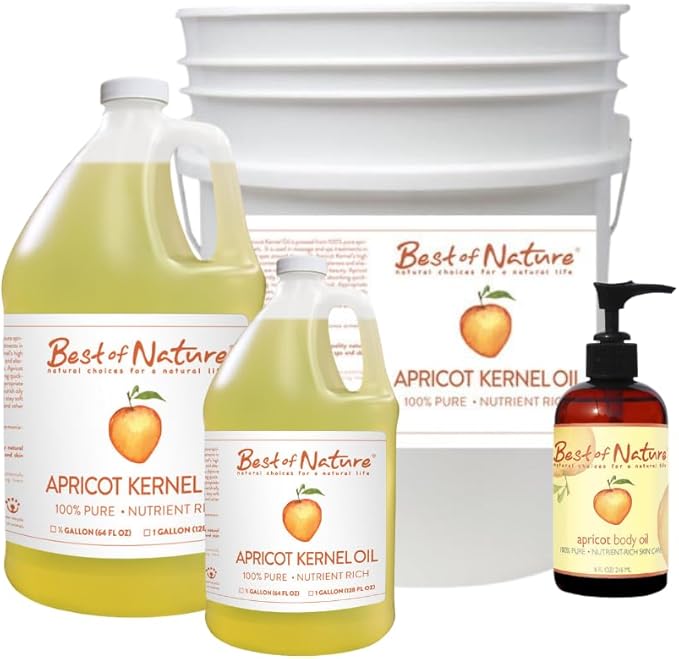 Best of Nature 100% Pure Apricot Oil – Lightweight Massage & Body Oil, Unscented Moisturizer for Hair, Skin, Face, Ideal Carrier Oil for Essential Oils, 8 fl oz