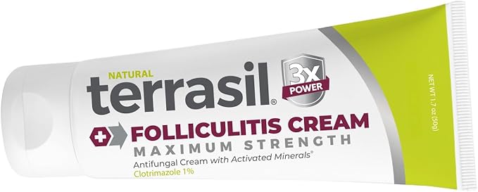 Terrasil Folliculitis Cream, Folliculitis Treatment of Ingrown Hair & Itching, Clinically Proven 1% Clotrimazole, Natural Ingredients, Scalp, Face & Body, Dermatologist Tested. (3 oz)