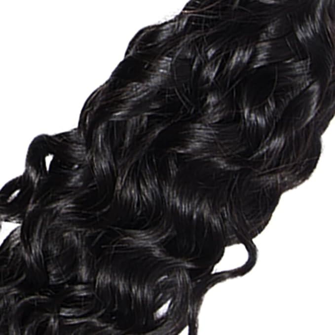 30 Inch Color 1B Bundles Human Hair Natural Black Water Wave Bundles Double Weft Niegmeag Hair Weave Peruvian Grade 8A Virgin Remy Hair Extensions