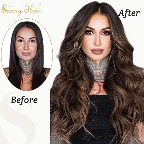Sunny Hair Brown I Tip Hair Extensions for Party Human Hair I Tip Extensions Dark Brown Balayage Ash Brown with Highlight Itip Hair Extensions Natural Bead Hair Extensions for Wedding 50S 50G 22inch