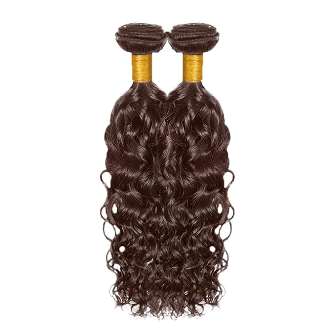 #4 Brown Bundles Human Hair Water Wave Bundles 12 14 Inch Human Hair Weave 2 Bundle Unprocessed Brazilian Virgin Hair Chocolate Water Wave Human Hair Extensions