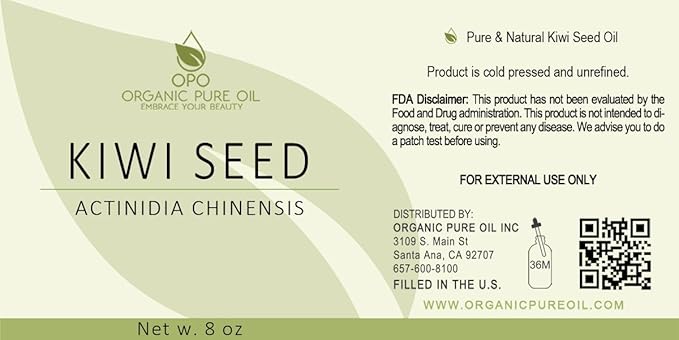 Kiwi Seed Oil - 8 oz - 100% Pure, All Natural, Cold Pressed, Unrefined, Premium Grade Carrier Oil Perfect for Hair, Skin, Scalp, Body Care Vegan Moisturizer, DIY, Cosmetics - Packaging May Vary