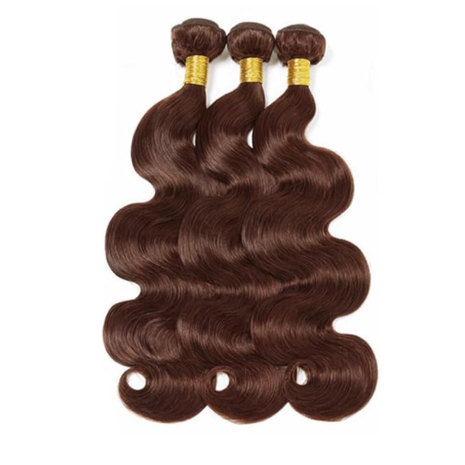 Color #4 Bundles Human Hair Brown Body Wave Bundle Niegmeag 22 24 26 Inch Chocolate Brown Human Hair Bundles Double Weft Color 4 Body Wave Bundle
