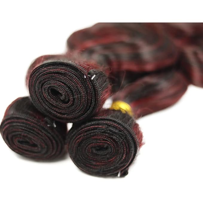 Highlight Human Hair Bundles Burgundy Body Wave Bundles 26 26 26 Inch 2 Tone Red and Black Bundle Grade 8A Peruvian Virgin Remy Hair Extensions