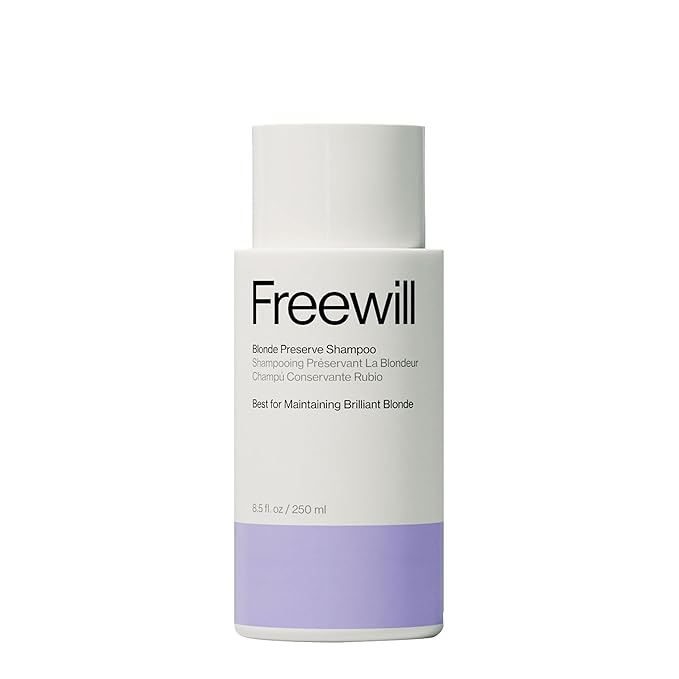 Freewill Blonde Preserve Purple Shampoo for Blonde, Silver & Gray Hair, Sulfate-Free Brassiness Neutralizer, Boosts Shine & Enhances Color, 8.5 oz