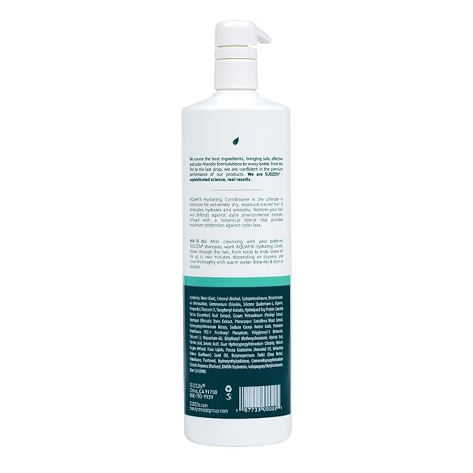 SUDZZFX Conditioner for Dry Damaged Hair - AquaFix Hydrating Deep Hair Conditioner - 33.8 Fl Oz - Sulfate Free, Color Safe, Extensions Safe