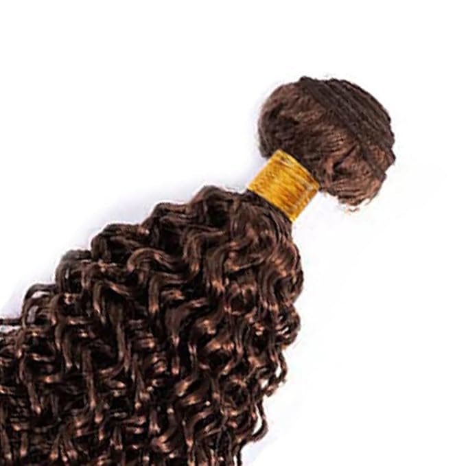 Color 4 Kinky Curly Bundles Human Hair Chocolate Brown Bundles 18 Inch Grade 8A Brazilian Virgin Remy Hair Extensions Double Weft Hair Weave