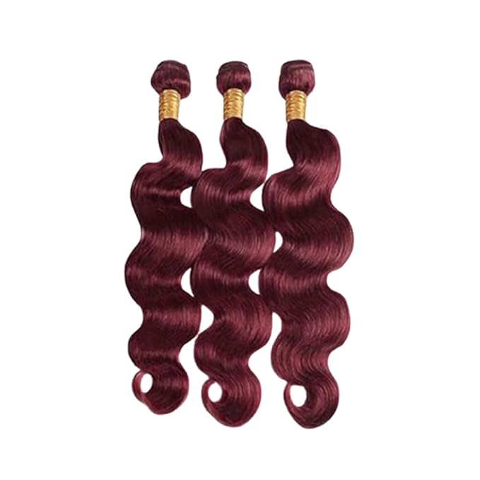 Wine Red Body Wave Bundles Human Hair Burgundy Color 99j Body Wave Bundles Brazilian Human Hair Weave Extensions Soft and Silky for Black Women 30 30 30 Inch