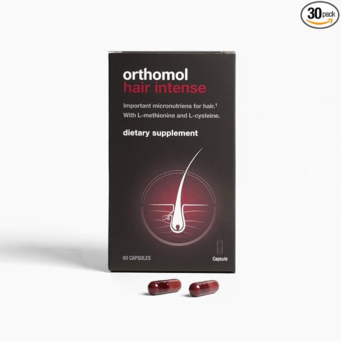 Orthomol Hair Intense, Micronutrients for Healthy Hair, Biotin, Vitamin B6, B12, Zinc, Selenium, Copper, Thiamin, L-methionine, L-cysteine, Pantothenic Acid, Capsules, 30-Day Supply
