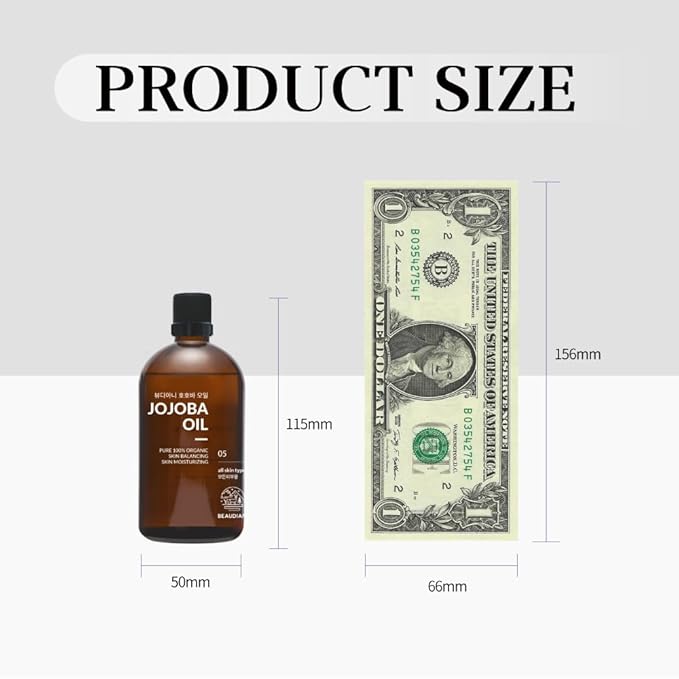 Organic jojoba Oil 100ml (3.38 fl.oz) 100% Pure Organic Natural Golden Oil, Cold Pressed Virgin, Vitamin E Oil, Moisturizer for Skin, face, Body, Hair, Nail, Israel Origin