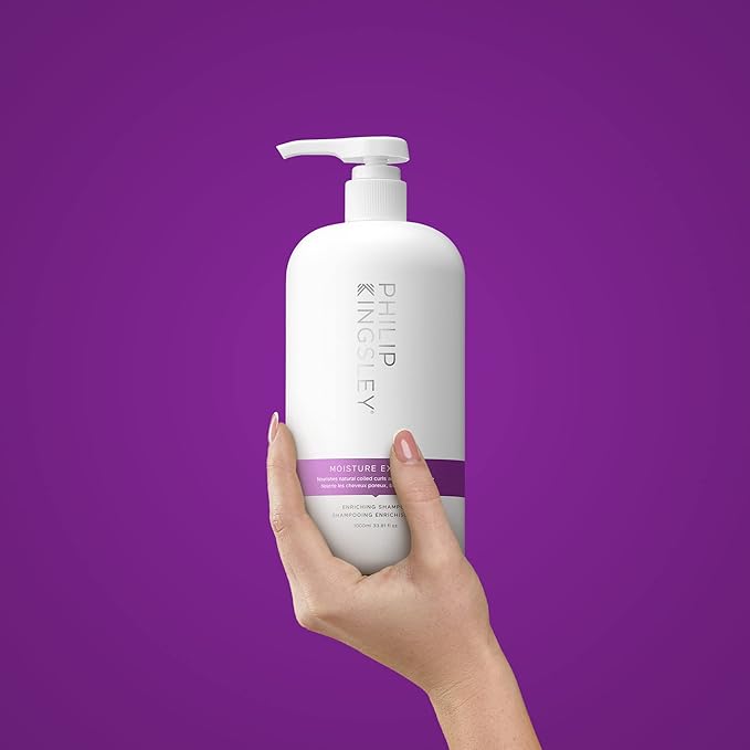 PHILIP KINGSLEY Moisture Extreme Enriching Shampoo for Curly Dry Damaged Hair Curls Anti-Frizz Hydrating Intense Hydration Gentle Cleansing Shampoo Detangles Conditions Tames, 33.8 oz