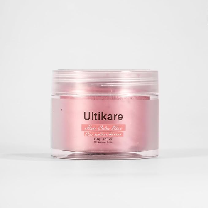 Ultikare Kids Hair Coloring Gel - Temporary Light Pink Hair Wax, Washable Hair Dye Cream, Natural Hair Paint for Hairstyling, Halloween, Cosplay, Parties, and Gifts - 3.4 Fl Oz