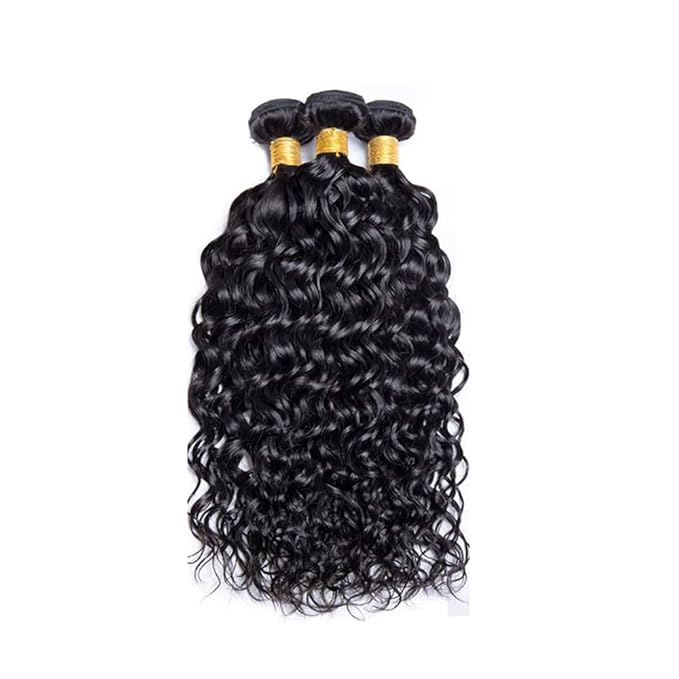 Water Wave Bundles Natural Black 10 12 14 Inch Brazilian Water Wave Bundles Human Hair Soft and Silky for Women