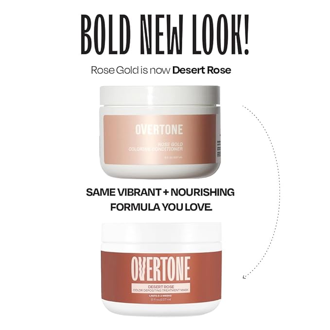 Overtone Color Depositing Semi-Permanent Hair Dye Conditioner - 8 oz For Natural & Color-Treated Hair, Moisturizing Shea Butter & Coconut Oil - Vegan & Cruelty-Free, Rose Gold is now Desert Rose