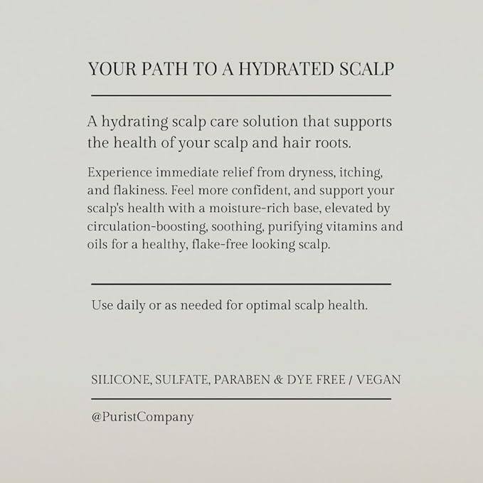 Purist Dandruff Spray – Leave-In Itchy, Dry Scalp Treatment – Hydrating, Lightweight, Soothing Scalp Moisturizer – Scalp Care Spray for Dryness, Dandruff, Flaky Scalp – Non-Greasy and Quick Relief