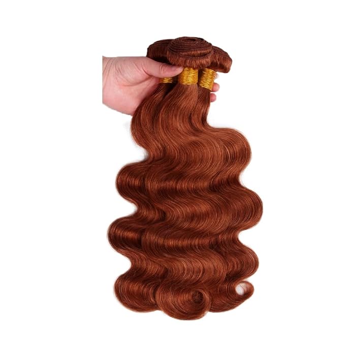 30 32 34 Inch Copper Red Human Hair Bundles Auburn Body Wave Bundles Huxowax Virgin Soft And Silky Remy Hair Extensions Color 33 Body Wave Bundle 300g