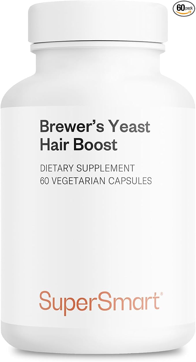 SuperSmart - Brewer's Yeast Hair Boost (Advanced Formula) - with Saccharomyces Cerevisiae, Zinc, Biotin - Hair Supplement | Non-GMO - 60 Vegetarian Capsules