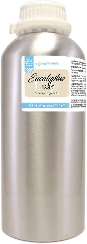 Eucalyptus Essential Oil (80/85) - 32 fl oz - Aluminum Bottle - 100% Pure Essential Oil - Greenhealth