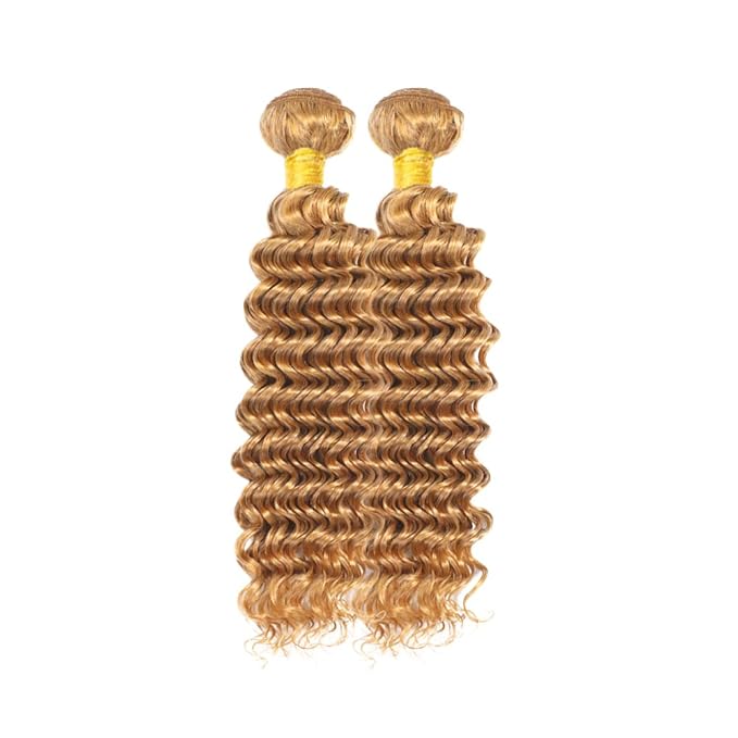 #27 Blonde Bundles Human Hair Deep Wave Bundles 22 24 Inch Unprocessed Brazilian Virgin Hair Weave 2 Bundle Honey Blonde Human Hair Extensions