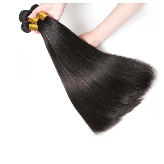 Straight Hair Bundles Natural Black Straight Human Hair Bundles Silky Soft 16 18 20 Inch Double Weft Brazilian Unprocessed Remy Hair Extensions Tangle Free Deals