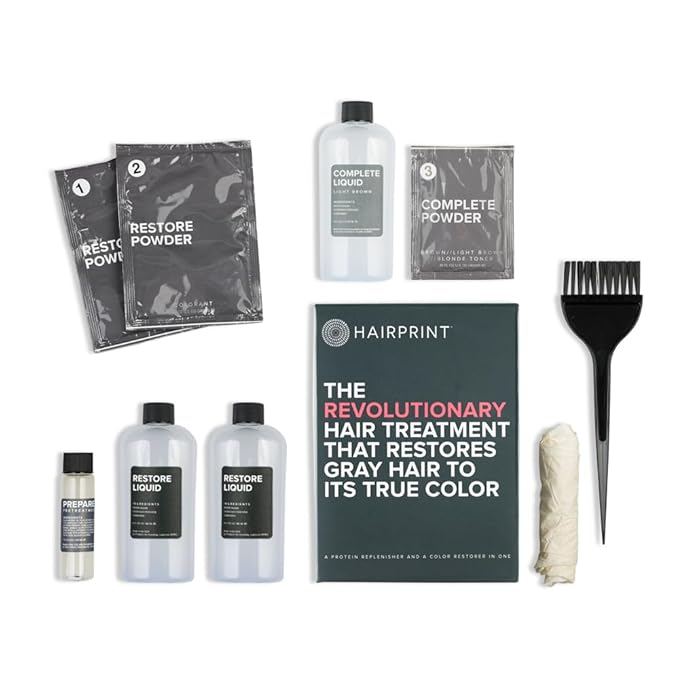 Hairprint True Color Restorer in Dark | Patented for Restoring Gray Hair | Replenishes Natural Pigment | Adds Body, Strength, & Texture | At-Home Treatment | Dye-Free & Non-Toxic
