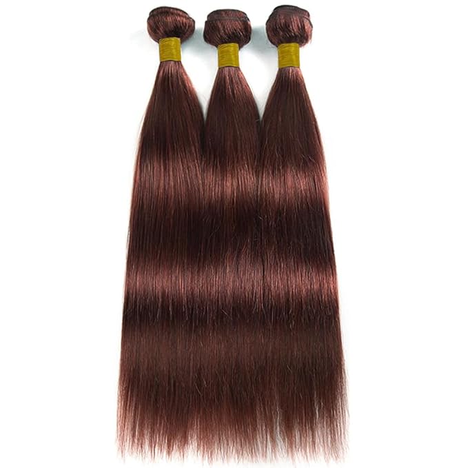Auburn Human Hair Bundles Reddish Brown Straight Bundles Color 33 Bundle 16 18 20 Inch Silky Soft Unprocessed Brazilian Remy Hair Extensions Double Weft Bundle Hair Weave