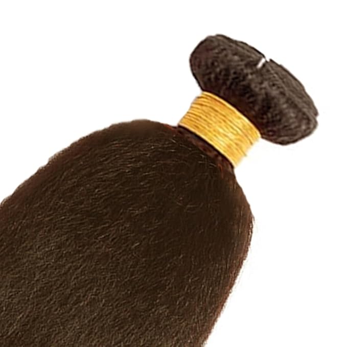 26 28 30 Inch Chocolate Brown Human Hair Bundles Brown Kinky Straight Bundles Niegmeag Hair Peruvian Grade 8A Virgin Hair Extensions Color 4 Kinky Straight Bundle 100g/Pc