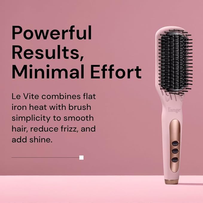 L'ANGE HAIR Le Vite Straightening Brush | Heated Straightener Flat Iron for Smooth, Anti Frizz Hair | Dual-Voltage Electric Brush Straightener | Hot Brush for Styling