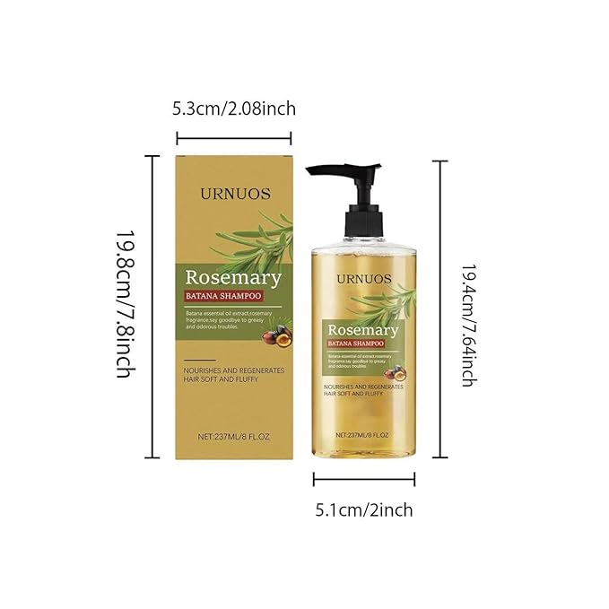 Rosemary and Batana Shampoo for Thicker Hair - Controls Oil and Dandruff,Promotes Hair Growth,Scalp Soothing Natural Ingredients,Voluminous Shine for All Hair Types (237ML)