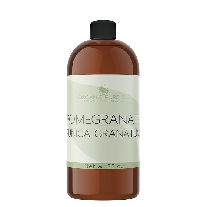 organic pure oil Pomegranate Seed Oil Pure and Organic Sourced From Seed Unrefined, Extra Virgin, Cold pressed 32 OZ for Skin Face Hair Nails Cuticles By Organic Pure Oil