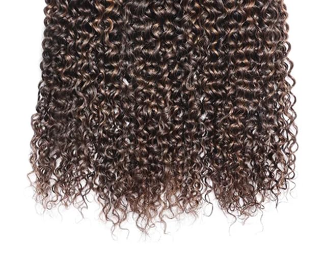 1B/30 Human Hair Bundles Highlight Curly Wave Bundle 26 28 30 Inch Brown Kinky Curly Bundles Human Hair Silky Soft Unprocessed Brazilian Remy Hair Extensions 3Pcs/Set Deals