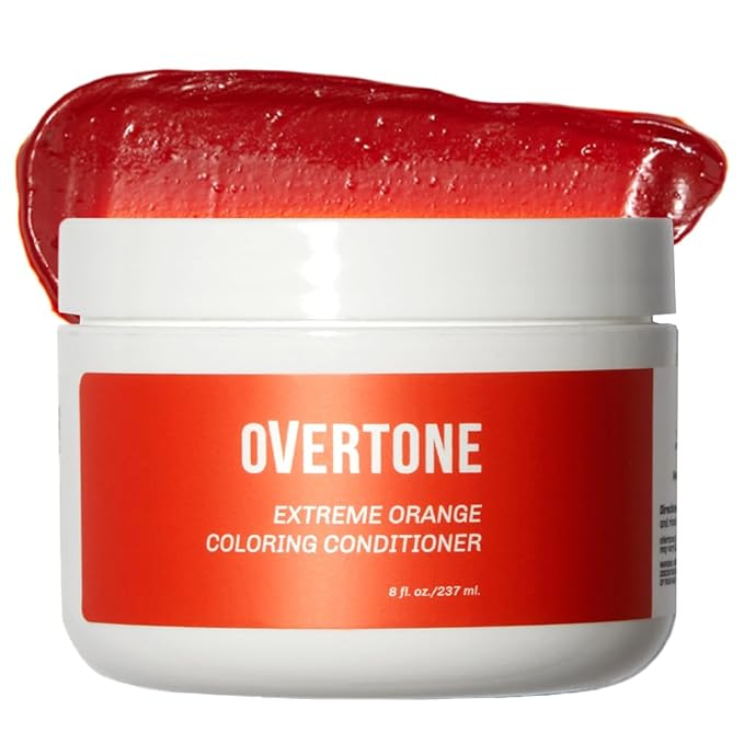 Overtone Color Depositing Semi-Permanent Hair Dye Conditioner - 8 oz For Natural & Color-Treated Hair, Moisturizing Shea Butter & Coconut Oil - Vegan & Cruelty-Free, Extreme Orange is now Poppy Orange