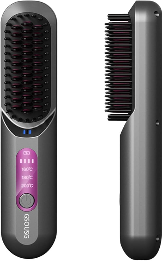 Cordless Hair Straightener Brush-Travel Size Hair Straightener Brush,Salon-Level Smoothing via Ceramic Ion Technology, Hair Straightener Comb,Fashion Design Tangle Free Anti Scald,6000mAh