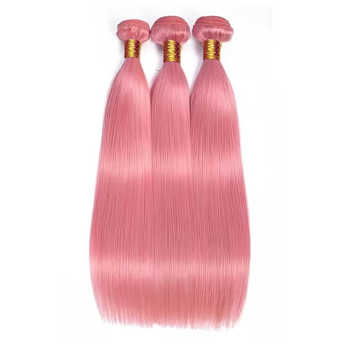 Pink Straight Bundles Light Pink Straight Bundle Mixed Length 3 Bundles 26 28 30 Inch Niegmeag Virgin Soft and Skily Remy Hair Extensions For Woman