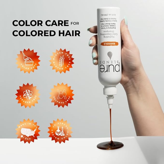 Marigold Hydrating Semi-Permanent Color Depositing Shampoo for Toning and Brightening Faded Color-Treated Hair - Prevents Fade, Extends Color Service (8.5 Oz.)