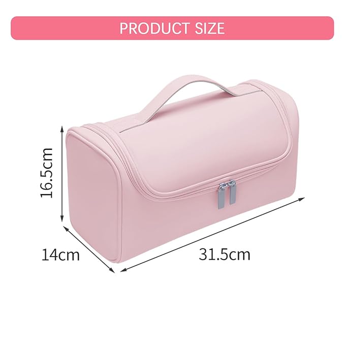 Makeup Bag for Blow Dryer Brush, Large Capacity Organizer Storage Bag for Hair Styler, Hot Air Brush, Curling Iron & Beauty Accessories, Portable Cosmetic Case for Women (Pink)