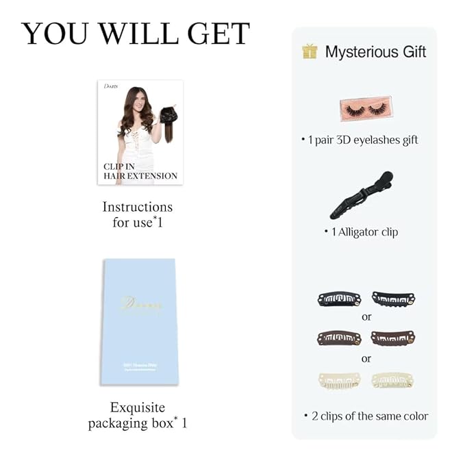 DOORES Clip-in Hair Extensions - Real Human Hair, Balayage Dark Blonde with Highlights, 24 Inch, 7 Pieces, 120g, Remy, Silky Straight, Thick