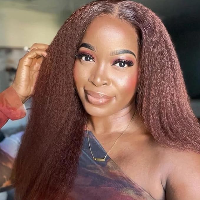 #4 Brown Bundles Human Hair Kinky Straight Bundles 26 28 Inch Human Hair Weave 2 Bundle Unprocessed Brazilian Virgin Hair Chocolate Yaki Straight Human Hair Extensions