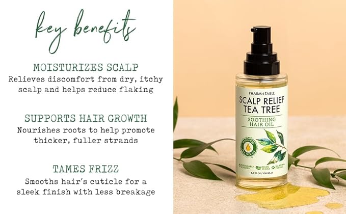 Tea Tree Hair Oil for Itchy Scalp - Infused With Tea Tree Oil, Mint, Vitamin E, and Jojoba Oil, 100ml
